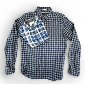 Denim and Flower Slim Fit Plaid Flannel Shirts Mens Medium 2 Pack Button Down